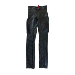 Spanx Women's Black Faux Leather Moto Leggings - Small